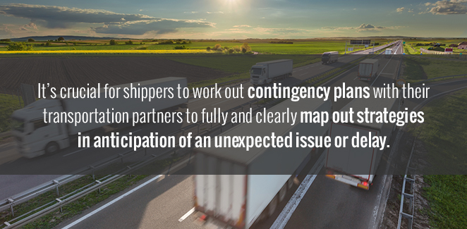 Contingency plans with transportation partners
