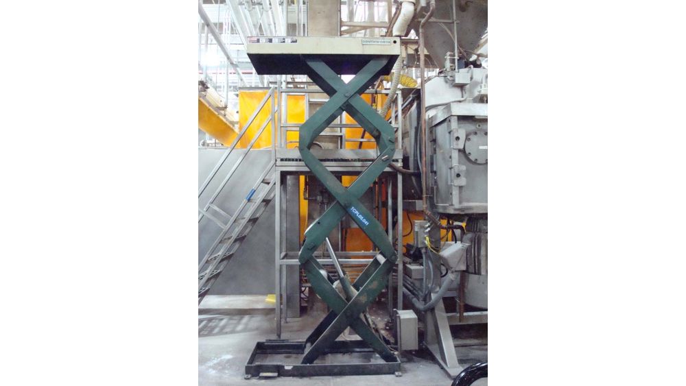 Lift Tables are used in Facilities to make ingredients accessible for dumping into hoppers.