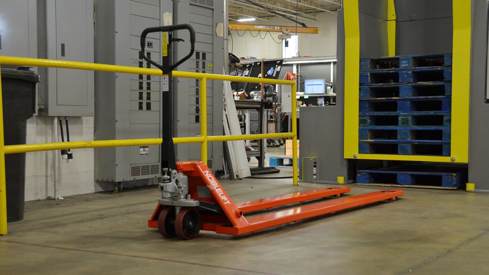 Double Deep Pallet Dispenser with pallet jack