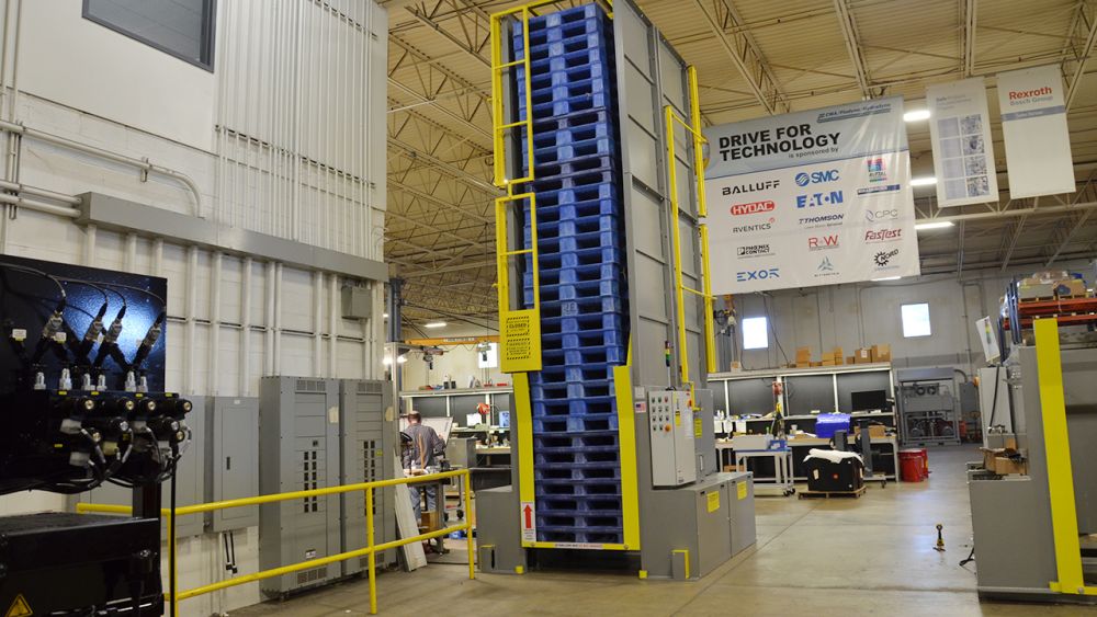 Double Deep Pallet Dispenser with in-house plastic pallets
