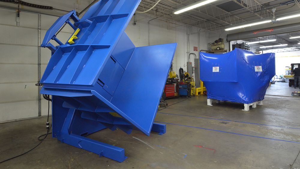 Double wide Pallet Inverter  with DC Pallet Inverter wrapped for shipping.