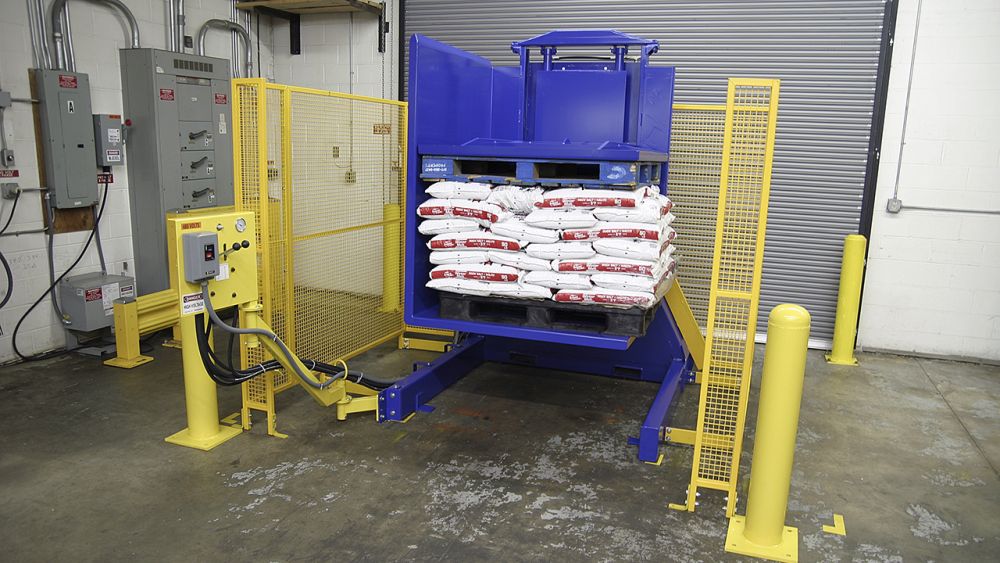 Pallet Inverter transferring bagged product