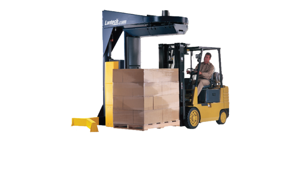 Fork Lift Driver Removes a Skid of Product after it is Shrink Wrapped