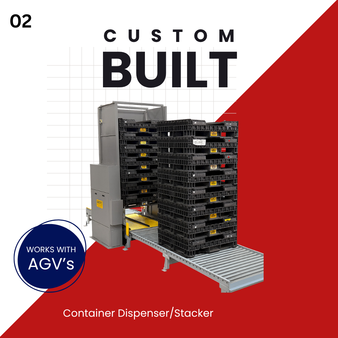 Container Dispenser/Stacker works with AGV's