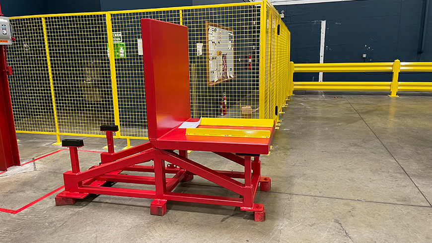 Raised height to raised height tipper with v cradle