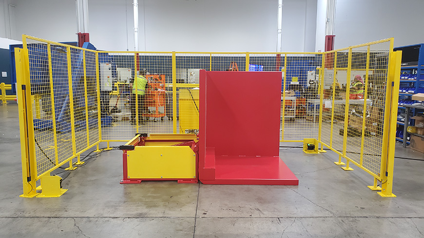 LDT-4000-T2 pallet tipper with heavy duty 3-sided guarding