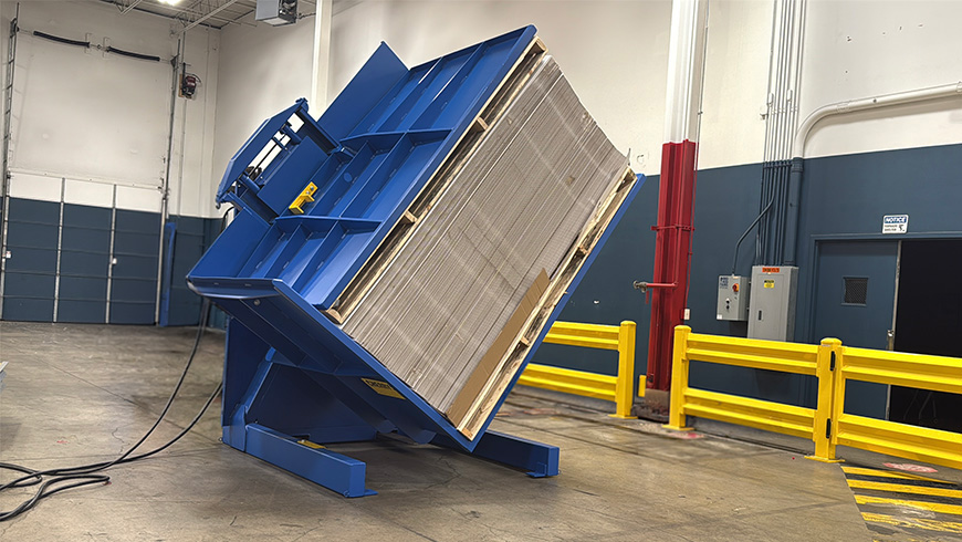 Wide Body Pallet Inverter inverting printed plastic sheets