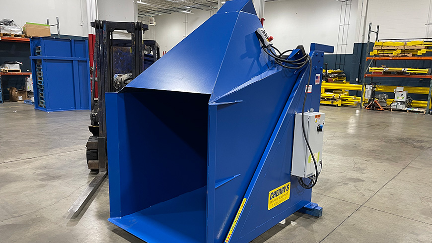 Box dumper with chute