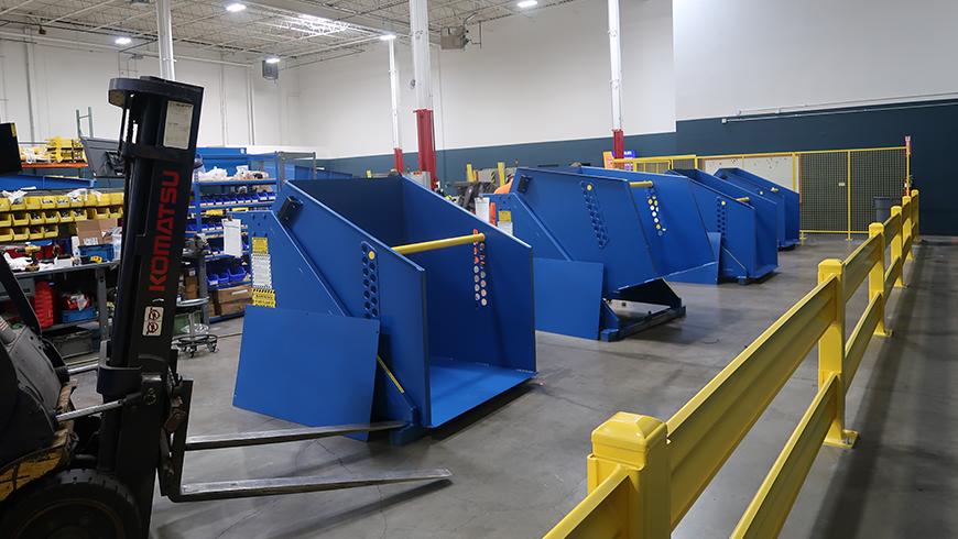Box dumpers being assembled